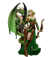 Load image into Gallery viewer, The Bradford Exchange Dragon Realms Sculpture Collection Issue #1:cForest Realm Fellowship Handcrafted Elfin Princess Aisling & Forest Dragon Willowfang Fantasy Artwork 8.25-inches - RCE Global Solutions