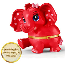 Load image into Gallery viewer, The Bradford Exchange Granddaughter Never Forget You Are Loved Birthstone Music Box Collection Issue #1: JANUARY Heirloom Porcelain Elephant with Swarovski Crystal and Plays "You Are My Sunshine" 4.5-inches - RCE Global Solutions