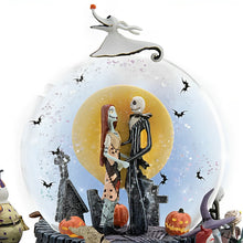 Load image into Gallery viewer, The Bradford Exchange Disney The Nightmare Before Christmas Jack Sally Zero Musical Glitter Snow Globe with Rotating Base Oogie Boogie Mayor Lock Shock Barrel Dr. Finklestein Behemoth Plays the Melody Overture 6.5"-Inches - RCE Global Solutions