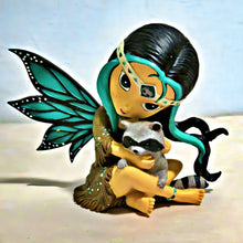 Load image into Gallery viewer, The Hamilton Collection Soulquest the Spirit of Magic Raccoon and Fairy figurine Issue #8 Hand-Painted Resin from Jasmine BecketGriffith's Spirit Maidens Collection 4-inches