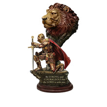 Load image into Gallery viewer, The Bradford Exchange Strong and Courageous Lion of Judah Defenders Of The Lord Religious knight Cold-Cast Bronze Sculpture Collection 6" W x 10.5" H - RCE Global Solutions