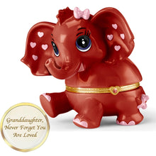 Load image into Gallery viewer, The Bradford Exchange Granddaughter, Never Forget You Are Loved Birthstone Music Box Collection Issue #7: JULY Heirloom Porcelain Elephant with Swarovski Crystal and Plays "You Are My Sunshine" 4.5-inches - RCE Global Solutions
