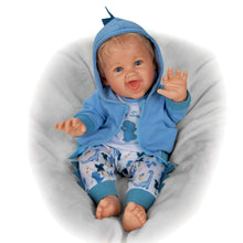 Load image into Gallery viewer, The Ashton-Drake Galleries Sweet Snugglesaurus Baby Collectible Doll Realistic Reborn with RealTouch® Vinyl Giggles and Roars Hand-Rooted Hair Weighted Body and Dinosaur Outfit by Ping Lau 17-inches - RCE Global Solutions