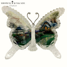Load image into Gallery viewer, The Bradford Exchange Family Crystalline Butterfly Sculpture with Silver-Plated Antennae and Scripture Inscription Gardens of Paradise Sculpture Collection Issue #16 by Thomas Kinkade 4.5" W x 6" H - RCE Global Solutions