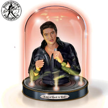 Load image into Gallery viewer, The Bradford Exchange Timeless Legend Sculpture Collection Issue #2: The King of Rock 'N' Roll™ Elvis Presley Handcrafted Glass Dome Sculpture in Bejeweled Jumpsuit with Illuminating Base 7-inches - RCE Global Solutions
