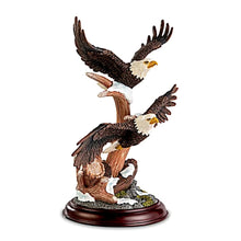 Load image into Gallery viewer, The Bradford Exchange Taking Flight Freedoms Majesty Sculpture Collection Handcrafted Bald Eagle Figurines with Shed Antlers Realistic Nature Details and Mahogany-Finished Base 6.75" W x 9.25" H - RCE Global Solutions
