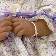 Load image into Gallery viewer, The Ashton-Drake Galleries So Truly Real All God's Grace in One Tiny Face Lifelike Baby Doll with A Cross Bracelet and Featuring A Purple-Accented Dress 20-inches