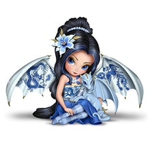 Load image into Gallery viewer, The Hamilton Collection Perfect Romance The Blue Willow Collection Issue #1 Hand Crafted & High Gloss Glaze with Genuine Swarovski Crystal Fairy Dragon Figurine by Jasmine Becket-Griffith 5.25-inches - RCE Global Solutions