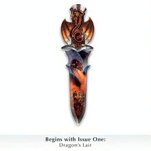 Load image into Gallery viewer, The Bradford Exchange Dragons Lair Knife Realm of Dragons Knife Wall Decor Collection Issue #1 Intricately Detailed Sculptural Dragon Knives Handcrafted Artist's Resin Hand-Painting with Fiery Metallic Tones by Matthew Stawicki 10.5-inches - RCE Global Solutions