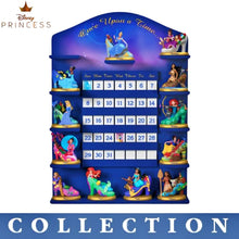 Load image into Gallery viewer, The Bradford Exchange Disney Princess Perpetual Calendar Collection Issue #4: JUL-AUG Featuring Jasmine & Moana Handcrafted and Hand-Painted High-Heeled Shoe Sculptures 2.75-inches - RCE Global Solutions