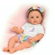 Load image into Gallery viewer, The Ashton - Drake Galleries One of a Kind Katherine Baby Doll So Truly Real® Collectible with RealTouch® Vinyl Hand-Rooted Hair Weighted Cloth Body & Unicorn T-Shirt by Ping Lau 18-Inches