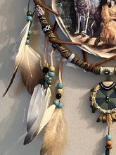 Load image into Gallery viewer, The Bradford Exchange Native Dreams Dreamcatcher Collection Issue #2 Sacred Visions Hand Stretched Leather Art and Sculpted Resin Frame with Feathers Beads Medallion and Arrowhead by Russ Docken 14-inches - RCE Global Solutions