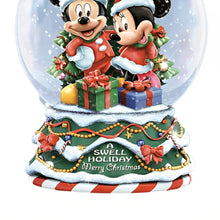 Load image into Gallery viewer, The Bradford Exchange Disney Mickey and Minnie Christmas Snow Globe A Swell Holiday Merry Christmas Miniature Snow Globe Collection Issue #1 Handcrafted and Hand-Painted with Dazzling Christmas Tree and Sculptural Star Topper 4-inches - RCE Global Solutions