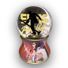 Load image into Gallery viewer, The Bradford Exchange Elvis Burning Love Glitter Globe Collection Issue #7 “Elvis Globe” Musical Snow Globe with Elvis Silhouette and Artwork by Nate Giorgio 6-inches