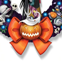Load image into Gallery viewer, The Hamilton Collection Disney Tim Burton’s The Nightmare Before Christmas Halloween Wreath Illuminated Sculpture 18-inches - RCE Global Solutions