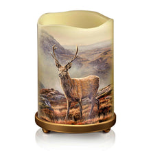 Load image into Gallery viewer, The Bradford Exchange ‘Let Your Spirit Be Free’ Stag Flameless Candle Set Wildlife Art Candle Trio by Martin Ridley with Remote & Bronze-Tone Stands 11-inches