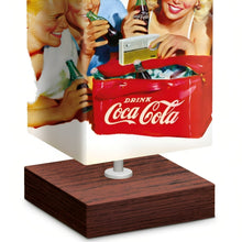 Load image into Gallery viewer, The Bradford Exchange COCA-COLA Floor Lamp Retro Summer Design Limited Edition Original Superior Quality Wrinkle-Resistant Fabric Shade Fun COCA-COLA Imagery on All Sides Sturdy Wood-Tone Base with Floor Pedal Switch Perfect Gift for COKE Fans 60-inches - RCE Global Solutions