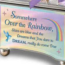 Load image into Gallery viewer, The Bradford Exchange ‘Somewhere Over the Rainbow’ Personalized Music Box – Engraved Name Heart Charm, Mirrored Glass Keepsake, Plays Song Melody