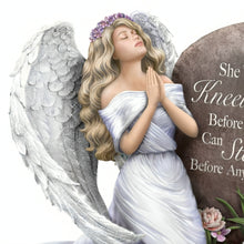 Load image into Gallery viewer, The Hamilton Collection She Who Kneels Before God Can Stand Before Anyone Religious Praying Angel Figurine Inspirational Faith Keepsake with Handcrafted Resin Glitter Accents and Sculptured Bas-Relief Flowers by Dona Gelsinger 8.5" W x 5.11" H - RCE Global Solutions
