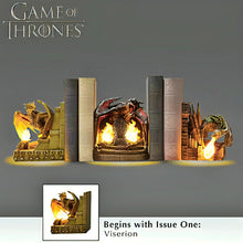 Load image into Gallery viewer, The Bradford Exchange Game of Thrones Viserion Bookend Light-Up Hand-Painted Dragon Sculpture Collectible Depicting Daenerys Targaryen’s Guardian Dragon Issue #1 5-inches - RCE Global Solutions