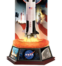 Load image into Gallery viewer, The Bradford Exchange NASA Legacy of Innovation Sculpture Collection Issue #1 Saturn V Handcrafted Collectible Rocket Sculptures with LED Illumination, Authentic Details, & Historic Mission Backdrops 10.13-Inches - RCE Global Solutions