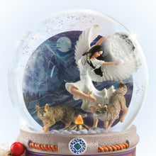 Load image into Gallery viewer, The Bradford Exchange Mystical Dreams Illuminated Musical Glitter Globe Collection Issue #3 "Twilight Dreamer" Wolf Maiden Snow Globe Handcrafted Decor with LED Lights by Robin Koni 5-Inches