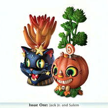 Load image into Gallery viewer, The Bradford Exchange Spooky Sprouts Sculpture Collection Issue #1 Jack Jr. and Salem Handcrafted Resin Planters with Artificial Succulents 4.25-inches - RCE Global Solutions