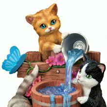 Load image into Gallery viewer, The Bradford Exchange Playful Paws Collection Whiskers and Waterfalls Cat Sculpture with LED-Lit Crystalline Water Hand-Painted Resin 8-inches - RCE Global Solutions