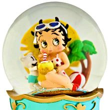 Load image into Gallery viewer, The Bradford Exchange Betty Boop™ Illuminated Glitter Globe Collection Issue #6: 'Just Me & You And An Ocean View' Hand-Painted Collectible Globe with Glittery Red Dress and Pudgy 6-Inches