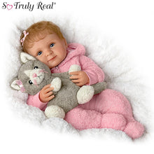 Load image into Gallery viewer, The Ashton-Drake Galleries Zoe My Snuggle Kitten Baby Doll and Plush Cat Set RealTouch® Vinyl Skin Hand-rooted Hair with Pink Sherpa Outfit 17.5-Inches - RCE Global Solutions