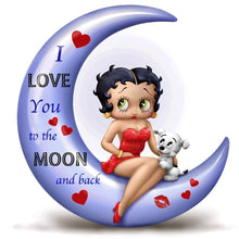Load image into Gallery viewer, The Hamilton Collection Betty Boop™ 'I Love You to the Moon and Back' with Pudgy™ Issue #1 of Our Love Is Out of This World Figurine Collection Hand-Painted with Glitter and Metallic Accents 5" H x 4" W - RCE Global Solutions