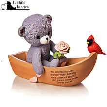 Load image into Gallery viewer, The Hamilton Collection Faithful Fuzzies Forever in My Heart Figurine Issue #3 "Missed Each Day" Hand-Painted Bereavement Bear with Cardinal and Flowers Memorial Keepsake 3.5-inches - RCE Global Solutions