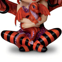 Load image into Gallery viewer, The Hamilton Collection Ruby Fairy Figurine Darling Fairy and Baby Dragon Duo Handcrafted in Artists Resin Hand-Painted with Vibrant Colors Intricate Details Big Purple Eyes and Bright Red Accents by Jasmine Becket-Griffith 4-inches - RCE Global Solutions