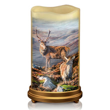 Load image into Gallery viewer, The Bradford Exchange ‘Let Your Spirit Be Free’ Stag Flameless Candle Set Wildlife Art Candle Trio by Martin Ridley with Remote & Bronze-Tone Stands 11-inches