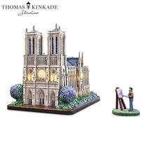 Load image into Gallery viewer, The Bradford Exchange Thomas Kinkade Studios Notre-Dame De Paris Lighted Musical Sculpture Handcrafted and Hand-painted with Iconic Bell Sounds 7-inches - RCE Global Solutions
