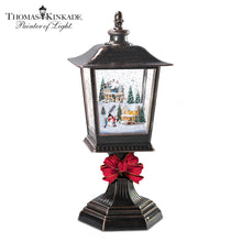 Load image into Gallery viewer, The Bradford Exchange Thomas Kinkade Holiday Continuous Snow Globe Illuminated Musical Black Lantern  Christmas Decoration Plays a Medley of 8 Holiday Songs With 24hr Timer 12-Inches - RCE Global Solutions