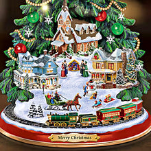 Load image into Gallery viewer, The Bradford Exchange Thomas Kinkade Studios “A Classic Christmas Tree” Tabletop Christmas Tree with Lights, Music & Motion Hand-Painted Holiday Village Christmas Décor 12.5-inches