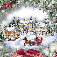 Load image into Gallery viewer, The Bradford Exchange A Holiday Homecoming Lighted Musical Wreath Holiday Village Christmas Decoration by Thomas Kinkade 14-Inches - RCE Global Solutions