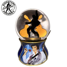 Load image into Gallery viewer, The Bradford Exchange Elvis Burning Love Glitter Globe Collection Issue #6 “Heartbreak Hotel” Musical Snow Globe with Elvis Silhouette and Artwork by Nate Giorgio 6-inches