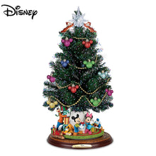 Load image into Gallery viewer, The Bradford Exchange Disney The Magic Of The Holidays Tabletop Christmas Tree Handcrafted Decoration With Color Changing Fiber Optic Lights Mickey Ornaments Fully Sculpted Figures Moving Train and 8 Musical Carols 24hr Timer 18-Inches - RCE Global Solutions
