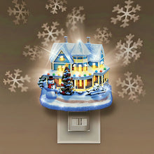 Load image into Gallery viewer, The Bradford Exchange Lights of the Seasons Nightlight Collection Issue #1: Christmas Joy with Illuminated Ceramic Holiday Designs and Color-Changing Light Patterns by Thomas Kinkade 5.5-inches - RCE Global Solutions