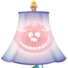 Load image into Gallery viewer, The Bradford Exchange Disney Alice in Wonderland Handmade Sculptural Mad Hatter's Tea Party Table Lamp With Appearing Disappeaing Cheshire Cat Shade 16"-Inches - RCE Global Solutions