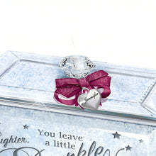 Load image into Gallery viewer, The Bradford Exchange My Daughter Sparkle And Shine Personalized Music Box Engravable Glass Keepsake with Filigree Design Plays 'You Are So Beautiful' Heart Charm Includes Poem Card 3.75" L x 3.5" H - RCE Global Solutions
