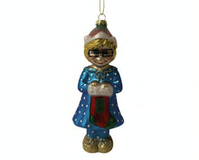 Load image into Gallery viewer, The Ashton-Drake Galleries Classic Mrs. Beasley Blown Glass Ornament Collection Issue #18: Mrs. Beasley With Stocking Celebrating 55 Years of Family Affair Hand-Painted with Golden Glitter Accents Christmas Decor 6-inches
