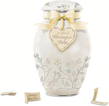 Load image into Gallery viewer, The Bradford Exchange "A Year of Blessings" Blessings For Baby Jar Porcelain Musical Wish Jar with 88 Brilliant Jewels and 365 Wish Cards 7.25-inches - RCE Global Solutions