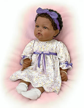 Load image into Gallery viewer, The Ashton-Drake Galleries So Truly Real All God's Grace in One Tiny Face Lifelike Baby Doll with A Cross Bracelet and Featuring A Purple-Accented Dress 20-inches