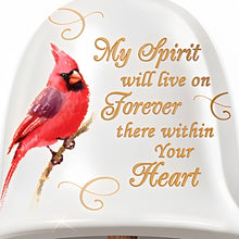 Load image into Gallery viewer, The Bradford Exchange Heavenly Messenger Keepsake Cardinal Bereavement Bell Wind Chime Hand-crafted Heirloom Porcelain Hand-Glazed in Ivory with 22k Gold Accent 4-inches - RCE Global Solutions