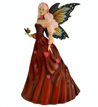 Load image into Gallery viewer, The Hamilton Collection Fairy Figurine Supports Women's Heart Health Issue #4: Captivated By Courage Fairy with Butterfly Wings Hand-Painted Red Gown Glitter Accents Collectible by Nene Thomas 7-inches