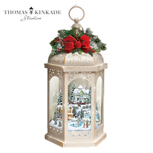 Load image into Gallery viewer, The Bradford Exchange Thomas Kinkade Winter Wonderful Christmas Decor Lantern With Revolving Snowflake Sparkle Light 6 Sided Glass Panel Viewing with Fully Dimensional Holiday Village 17"-Inches - RCE Global Solutions