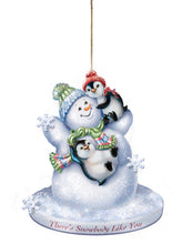Load image into Gallery viewer, The Bradford Exchange Dona Gelsinger The Warmth of Christmas Ornament Collection Issue #1 Illuminated Snowman with Penguin Pals Set of 2 4.5-inches - RCE Global Solutions